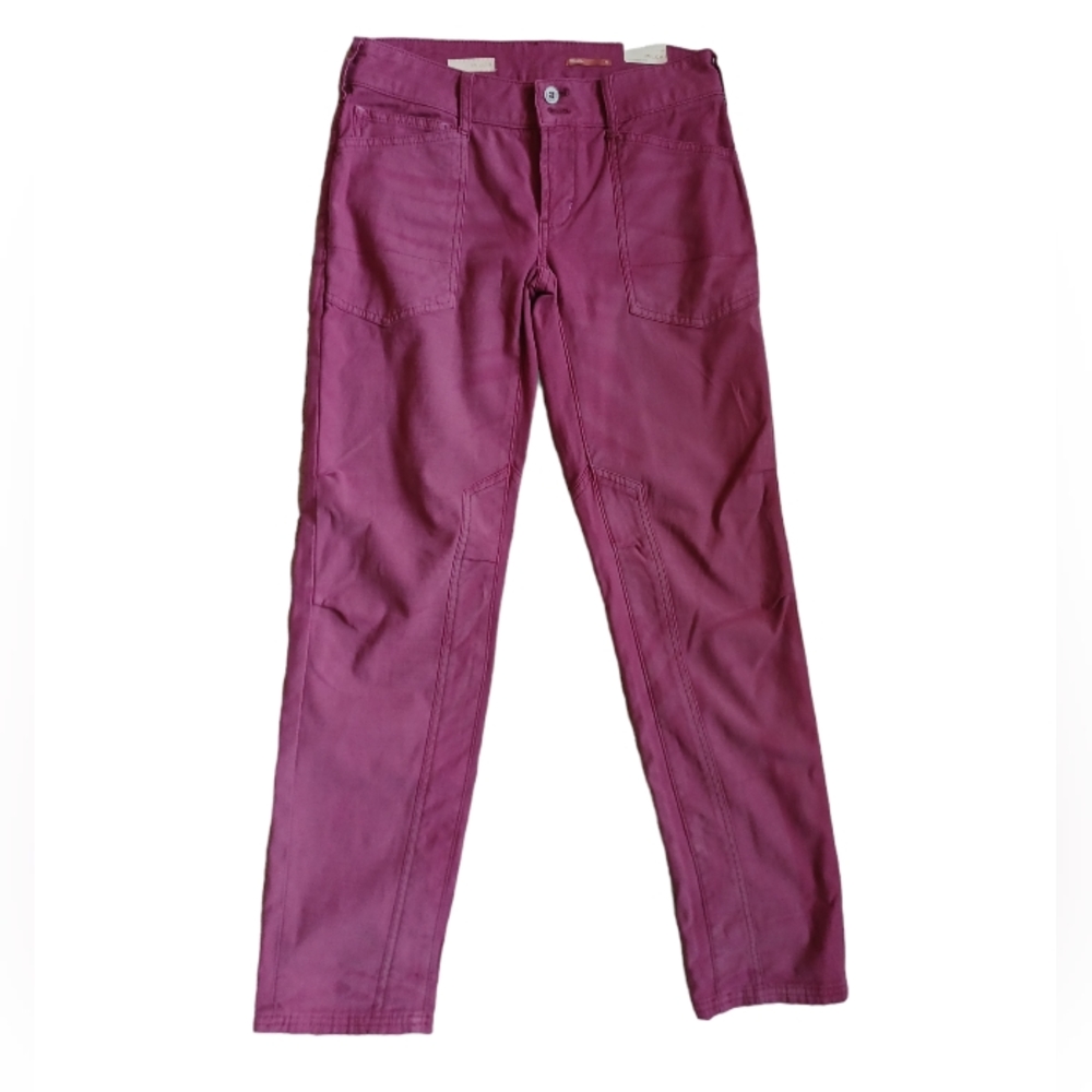 Anthropologie Pilcro Womens Raspberry Low Rise Straight Pants Pockets Size 25 - Picture 2 of 11